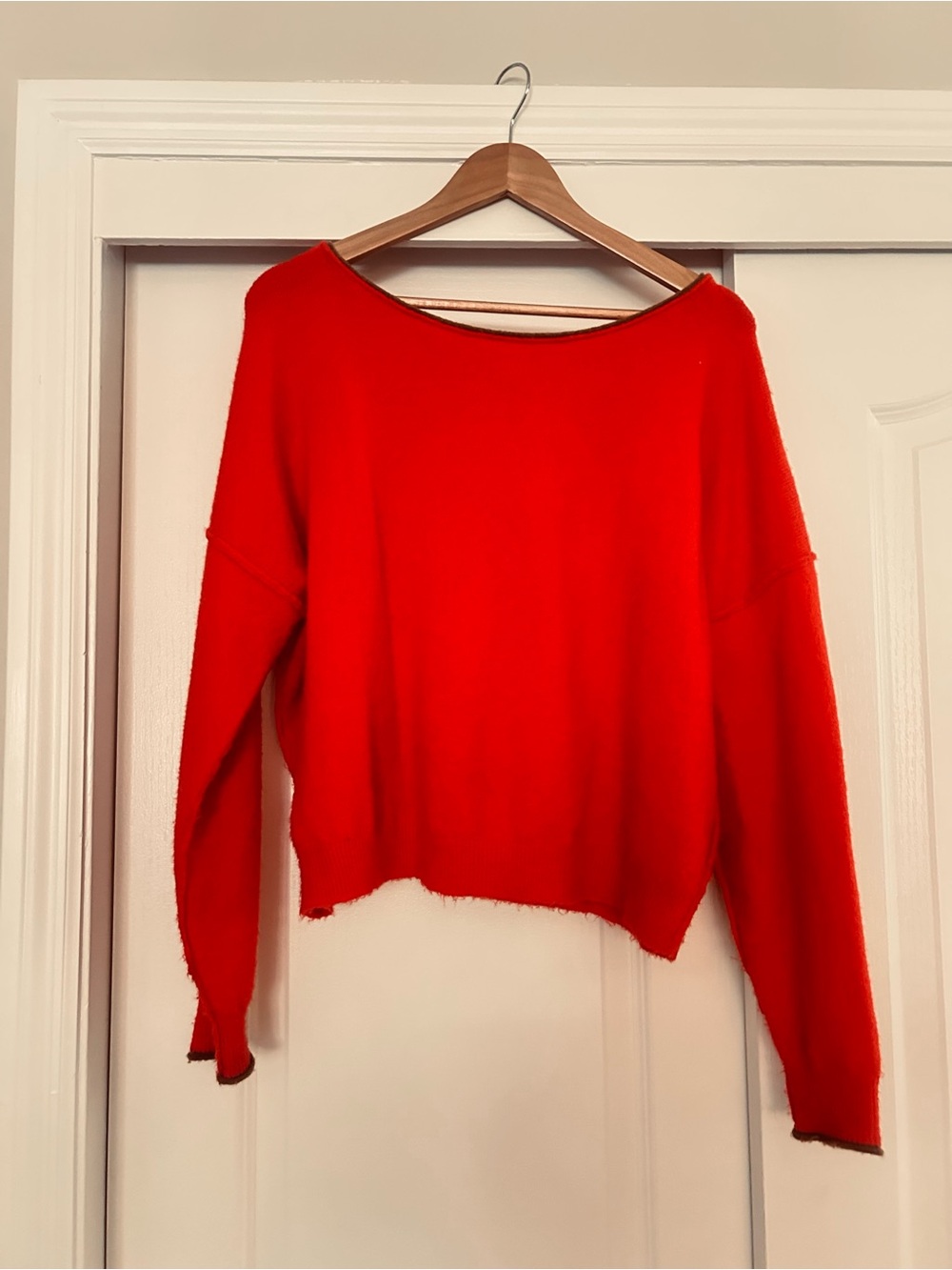 Free People Bright Red Lightweight Sweater